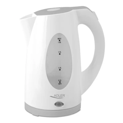 Adler AD 1208 Standard kettle, Plastic, White, 2000 W, 1.8 L, 360° rotational base