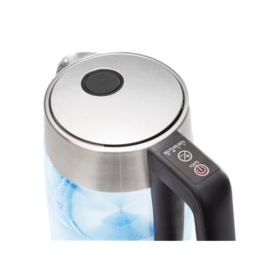 Tristar Kettle WK-3375 With electronic control, Stainless steel/Glass, Glass/Black, 2200 W, 360° rotational base, 1.8 L