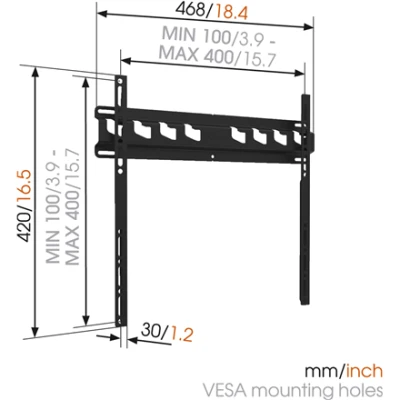 Vogels Wall mount, Maximum weight (capacity) 60 kg, Black