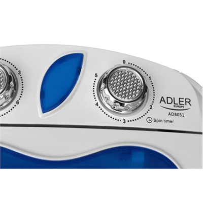 Adler Washing machine AD 8051 Top loading, Washing capacity 3 kg, Unspecified RPM, Unspecified, Depth 37 cm, Width 38 cm, White/Blue,