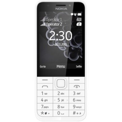 Nokia 230 Silver, 2.8 ", TFT, 240 x 320 pixels, 16 MB, Dual SIM, Mini-SIM, Bluetooth, 3.0, USB version microUSB 1.1, Built-in camera, Main camera 2 MP, Secondary camera 2 MP, 1200 mAh