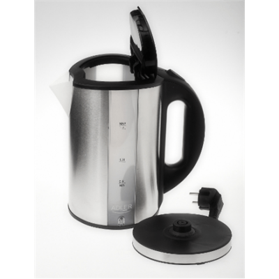 Adler AD 1216 Standard kettle, Stainless steel, Stainless steel, 2000 W, 360° rotational base, 1.7 L