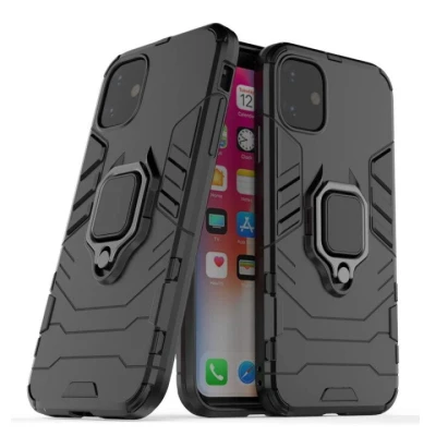 TakeMe Armor aizmugures maks-apvalks ar stendu / pirksta turētāju / magnētisku elementu auto turētājam priekš Apple iPhone 11 Melns