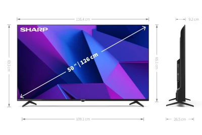 Sharp 50FN2EA 50" (126cm) 4K Ultra HD Smart Android Frameless TV, Dolby Vision, Harman/Kardon Speakers