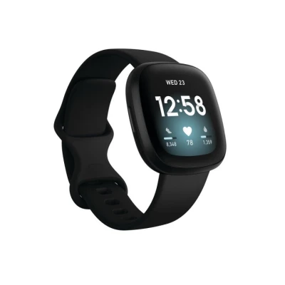 Fitbit Versa 3 Smart watch, NFC, GPS (satellite), Touchscreen, Heart rate monitor, Activity monitoring 24/7, Waterproof, Bluetooth, Wi-Fi, Black/Black Aluminum