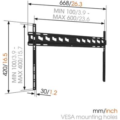 Vogels Wall mount, Maximum weight (capacity) 80 kg, Black