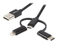LANBERG 3in1 cable USB-A M micro-b M